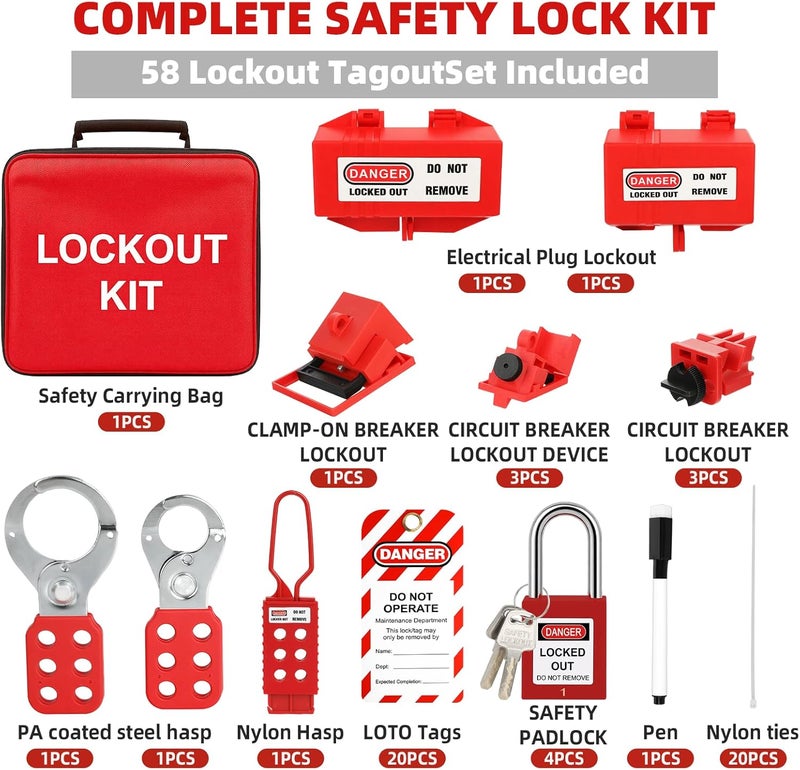 Xeoca Lockout Tagout Kit，Lock Out Tag Out Kits Electrical，Lockout Kit，Electrical Lockout Tagout Kit，Industrial Lockout Tagout Kit，Lock Out Tag Out，Loto Locks - Image 3